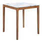 32" White and Natural Faux Marble and Solid Wood Square Bar Table