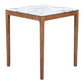 32" White and Natural Faux Marble and Solid Wood Square Bar Table