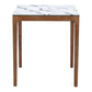 32" White and Natural Faux Marble and Solid Wood Square Bar Table