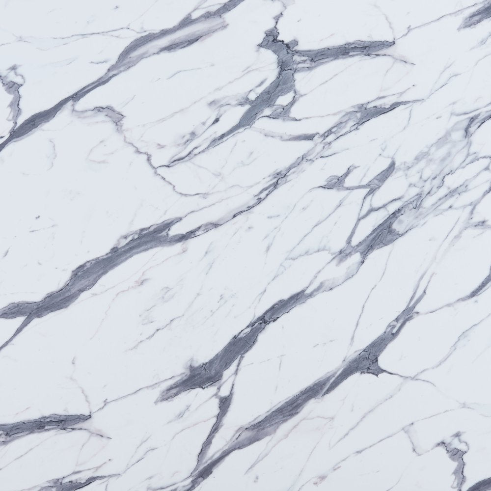 32" White and Natural Faux Marble and Solid Wood Square Bar Table