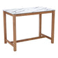 48" White and Natural Faux Marble and Solid Wood Rectangular Bar Table
