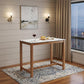 48" White and Natural Faux Marble and Solid Wood Rectangular Bar Table
