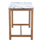48" White and Natural Faux Marble and Solid Wood Rectangular Bar Table