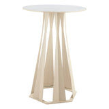 26" White Faux Marble and Steel Rounded Bar Table