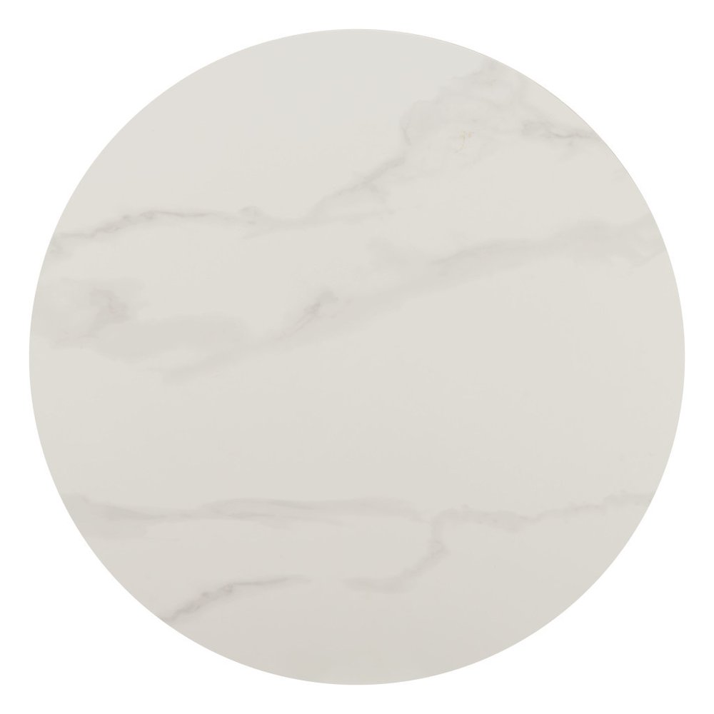 26" White Faux Marble and Steel Rounded Bar Table