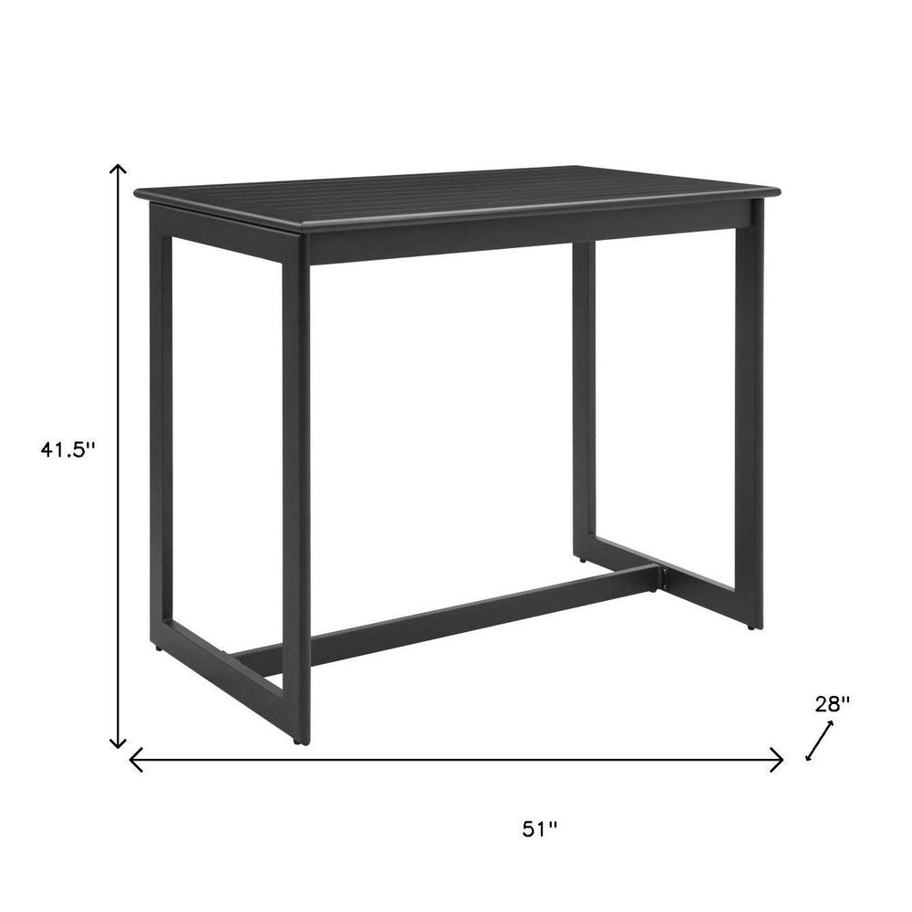 51" Black Aluminum Slat Outdoor Bar Table