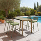 56" Gray And Natural Faux Concrete And Solid Wood Outdoor Bar Table