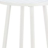 24" White Aluminum Slat Rounded Outdoor Bar Table