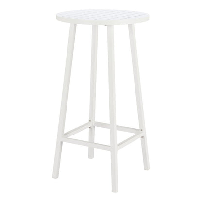 24" White Aluminum Slat Rounded Outdoor Bar Table