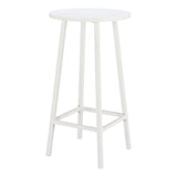 24" White Aluminum Slat Rounded Outdoor Bar Table