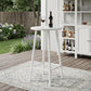 24" White Aluminum Slat Rounded Outdoor Bar Table