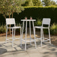 24" White Aluminum Slat Rounded Outdoor Bar Table
