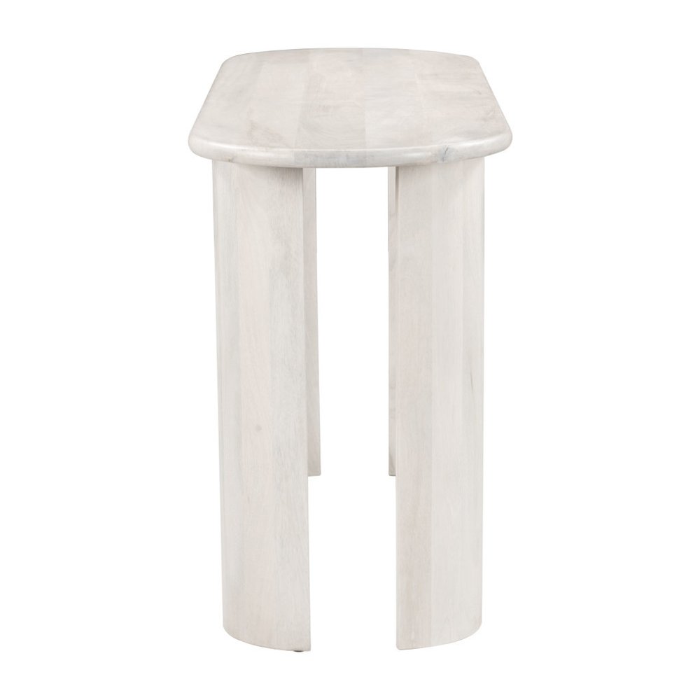 58" White Solid Wood Oval Console Table