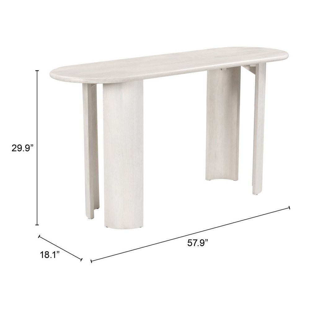 58" White Solid Wood Oval Console Table