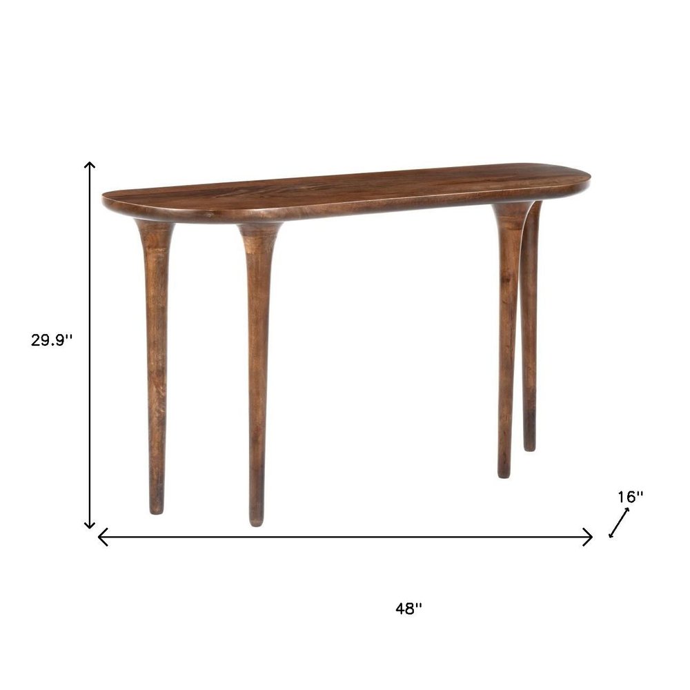 48" Brown Solid Wood Half Circle Console Table