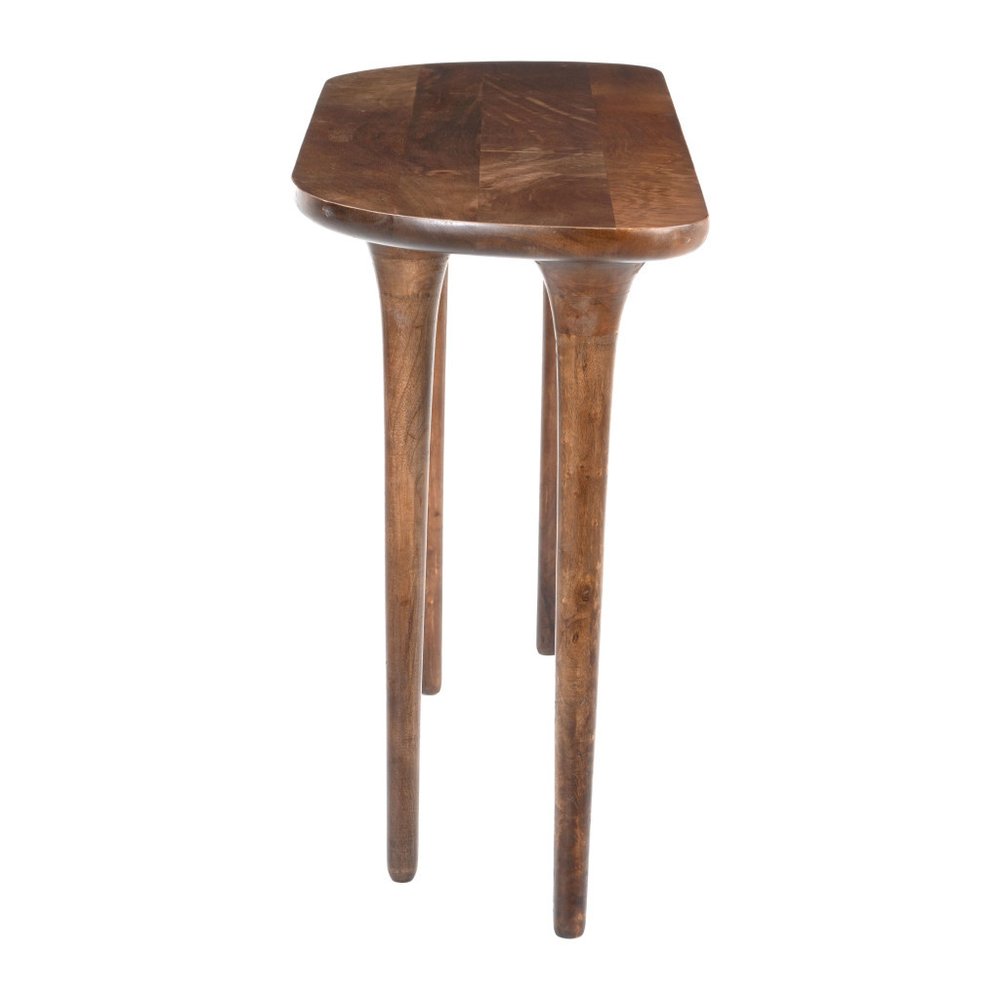 48" Brown Solid Wood Half Circle Console Table