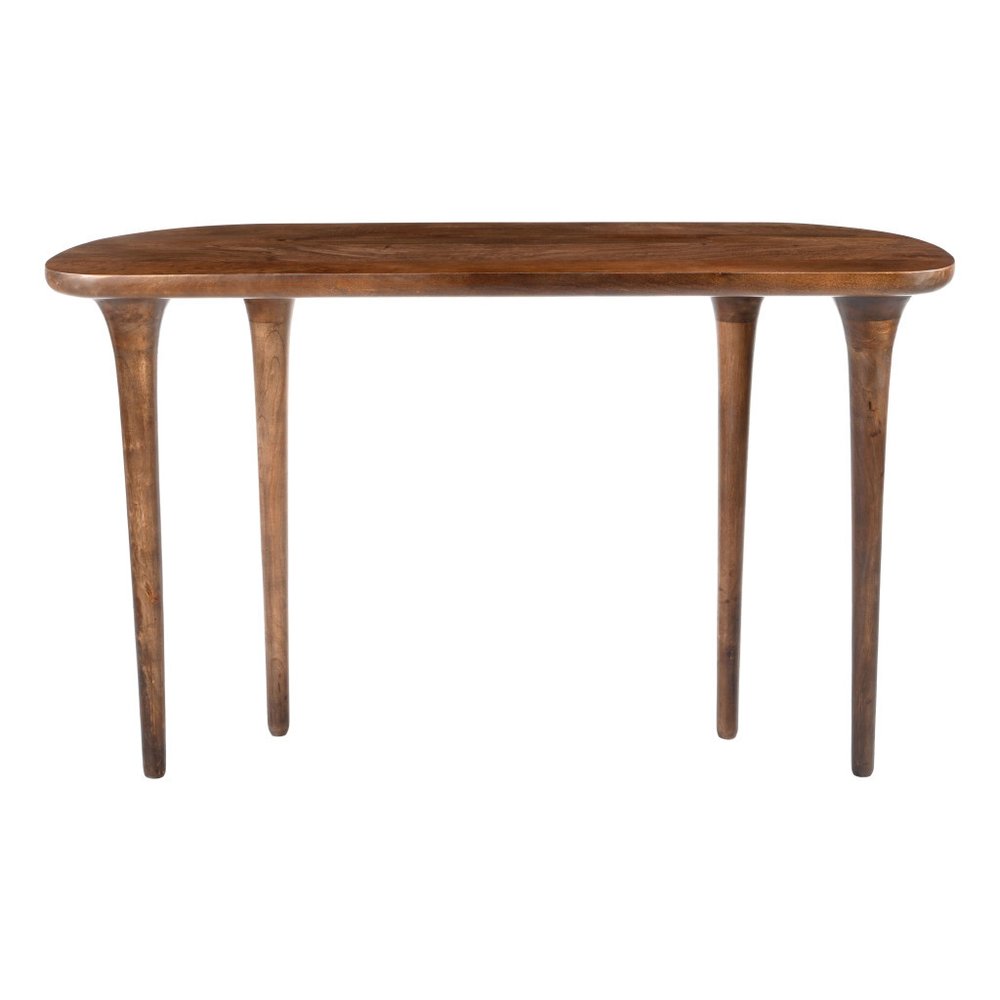 48" Brown Solid Wood Half Circle Console Table