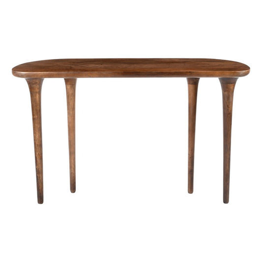 48" Brown Solid Wood Half Circle Console Table