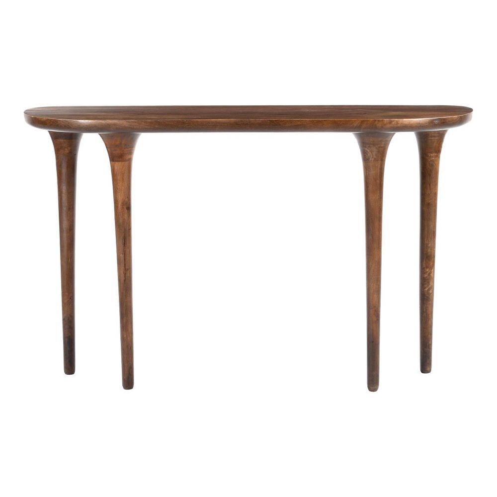 48" Brown Solid Wood Half Circle Console Table