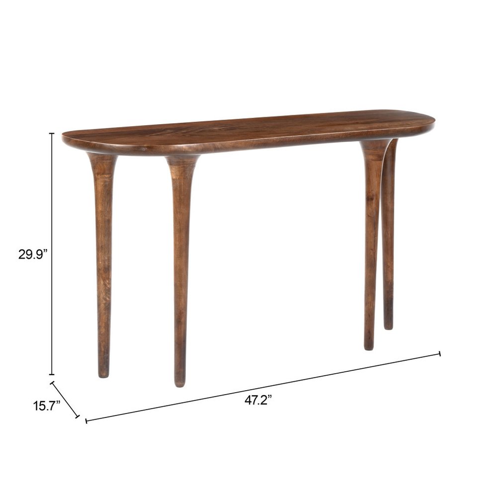 48" Brown Solid Wood Half Circle Console Table