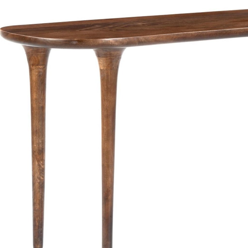 48" Brown Solid Wood Half Circle Console Table