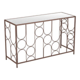 50" Bronze Mirrored Glass and Steel Frame Console Table