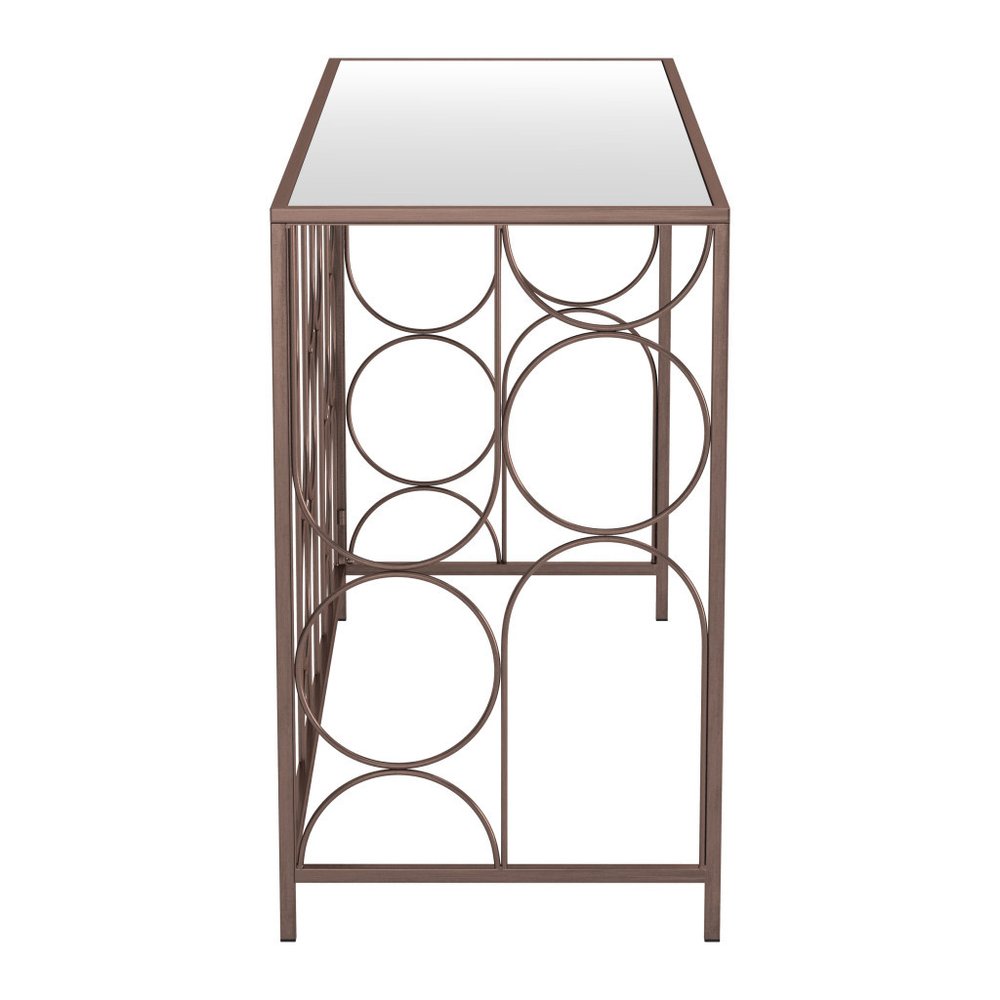 50" Bronze Mirrored Glass and Steel Frame Console Table