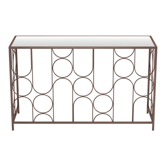 50" Bronze Mirrored Glass and Steel Frame Console Table