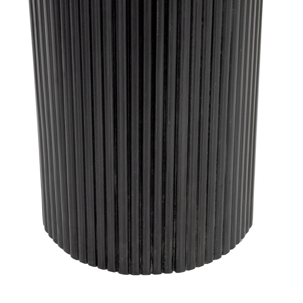 52" White and Black Genuine Marble and Solid Wood Oval Double Pedestal Console Table