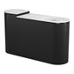 Set of Two 35" White and Black Genuine Marble and Solid Wood Oval Solid Console Tables