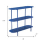 36" Blue Steel Oval Console Table With Two Shelves