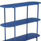36" Blue Steel Oval Console Table With Two Shelves