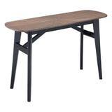 48" Espresso and Black Solid Wood Oval Console Table