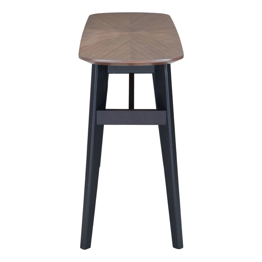 48" Espresso and Black Solid Wood Oval Console Table