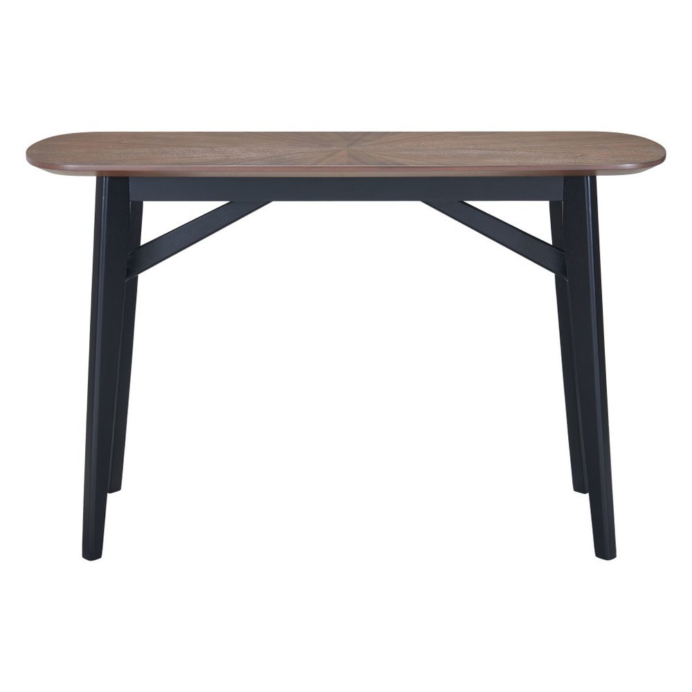 48" Espresso and Black Solid Wood Oval Console Table