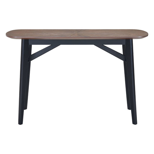 48" Espresso and Black Solid Wood Oval Console Table