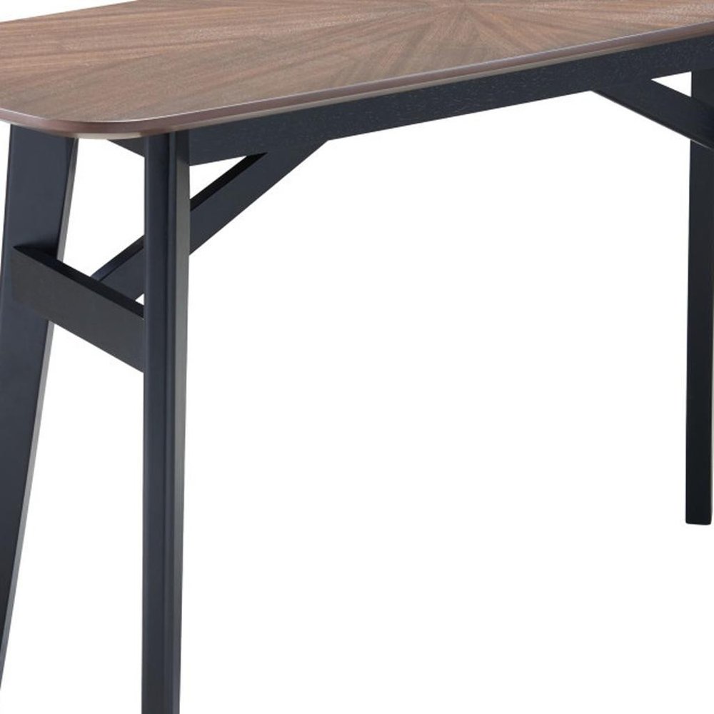 48" Espresso and Black Solid Wood Oval Console Table