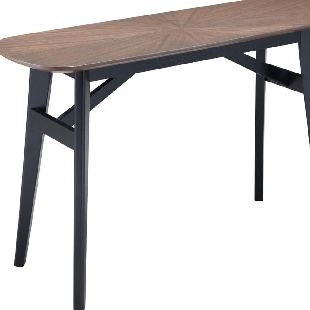48" Espresso and Black Solid Wood Oval Console Table