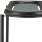 52" Black and Clear Glass Solid Wood and Steel Oval Console Table With Shelf