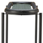 52" Black and Clear Glass Solid Wood and Steel Oval Console Table With Shelf