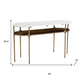 50" White and Brass Genuine Marble and Iron Oval Six Leg Console Table With Shelf
