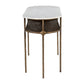 50" White and Brass Genuine Marble and Iron Oval Six Leg Console Table With Shelf