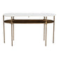 50" White and Brass Genuine Marble and Iron Oval Six Leg Console Table With Shelf