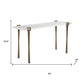 55" White and Bronze Genuine Marble and Iron Console Table