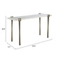 55" White and Bronze Genuine Marble and Iron Console Table
