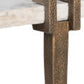 55" White and Bronze Genuine Marble and Iron Console Table