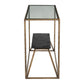 48" Clear and Brass Glass Iron and Stone Frame Console Table With Shelf