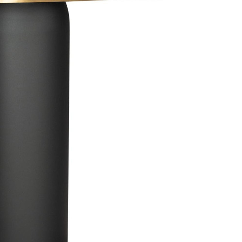 43" Black and Gold Genuine Marble and Steel Double Pedestal Console Table