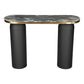 43" Black and Gold Genuine Marble and Steel Double Pedestal Console Table