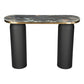 43" Black and Gold Genuine Marble and Steel Double Pedestal Console Table